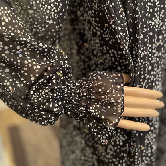 Maje Metallic Spot Print Silk Blend Swing Dress 40 - Picture 10 of 11